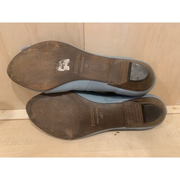 JOSE SAENZ Blue Bow Peep Toe Size 40 EU 8 US Small Heel Slip On Flats - Picture 3 of 5